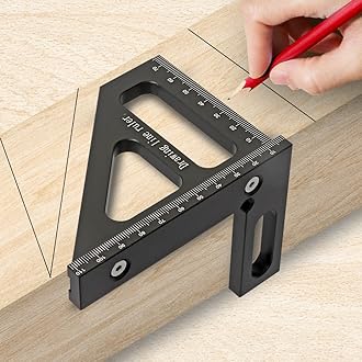 Metric 3D Multi-Angle Measuring Ruler,45/90 Degree Aluminum Alloy Woodworking Square Protractor, Miter Triangle Ruler High Precision Layout Measuring Tool for Engineer Carpenter,002BK