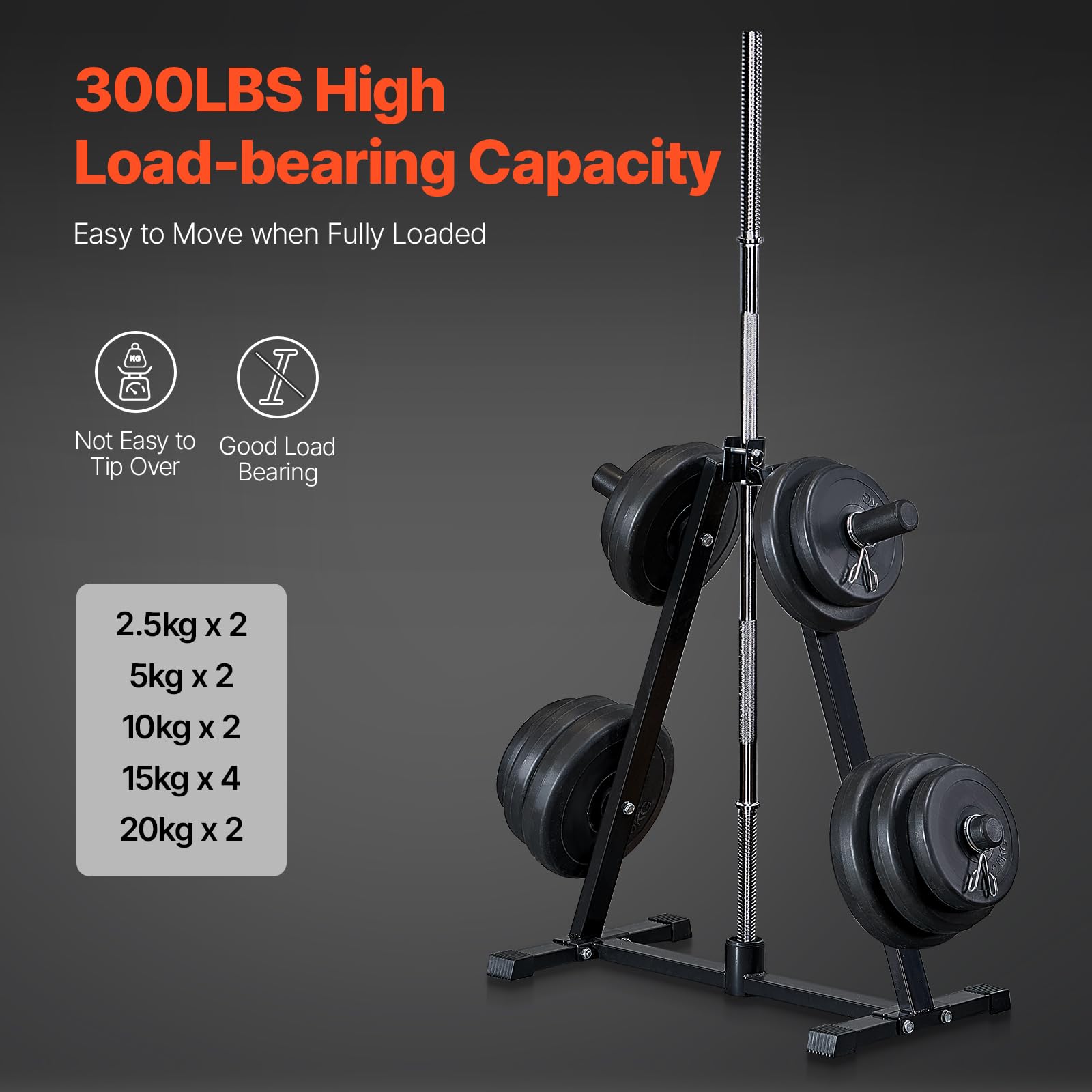 VEVOR Support d'Haltères Capacité de Charge 136 kg, Rack de Rangement pour Disques des Poids de 50,8 mm, Support de Poids à Cadre en A, Repose Haltères Robuste, Stockage pour Musculation Gym Domicile