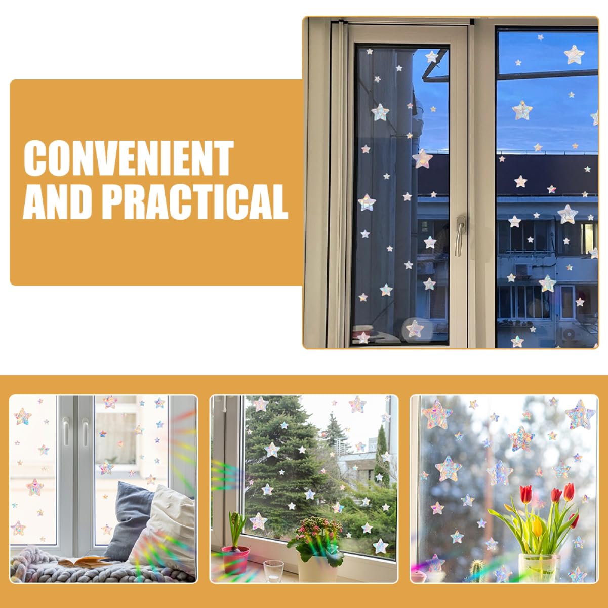 PRETYZOOM 10juegos Pegatinas Adhesivas De Estrellas Para Ventanas Decorativas y Anticolisión De Para Captar Luz Solar y Proteger Aves Para Hogar y Oficina