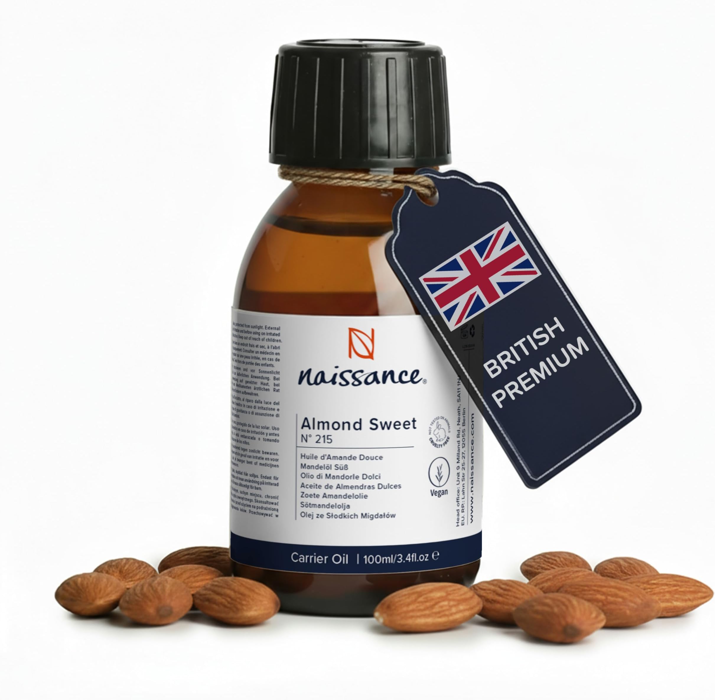 Sweet Almond Oil - 100% Pure - 100ml by Naissance