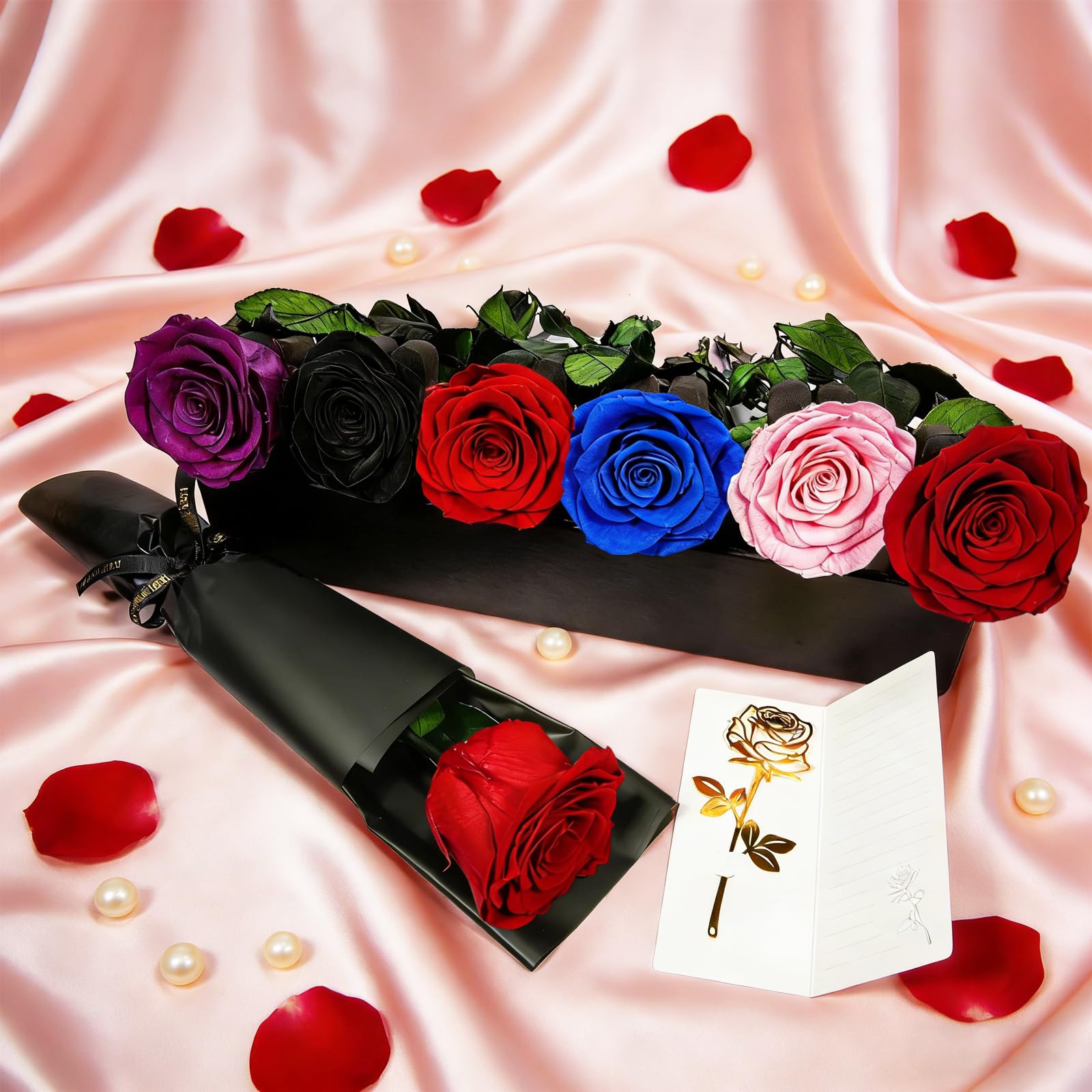 Yamonic Rosa Stabilizzata Regalo Donna, Vera Rosa Eterna con Steli Regalo per Donne Compleanno, Regali Natale San Valentino Festa della Mamma Anniversario Matrimonio Regali Fidanzata Mamma Nonna