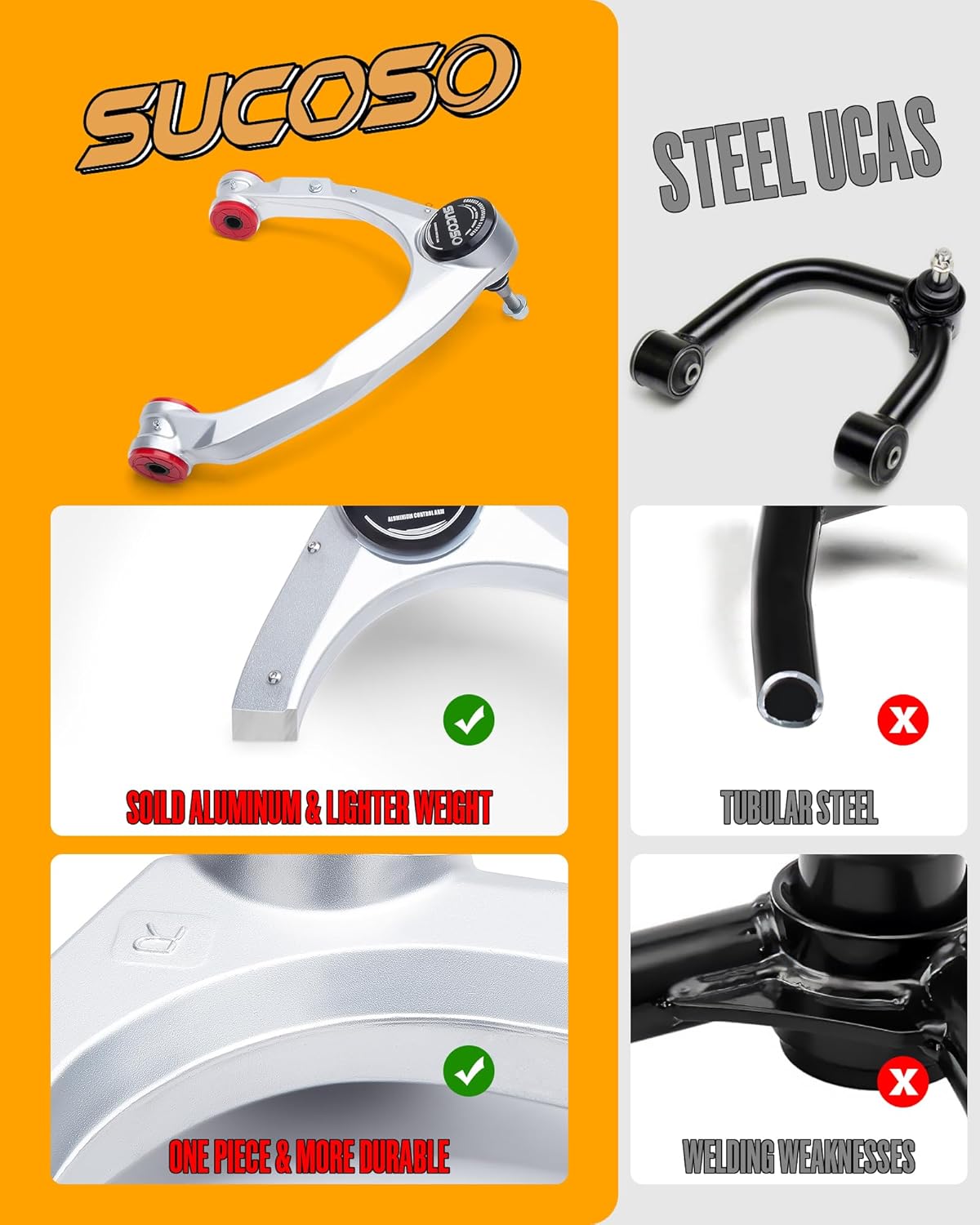 Forged Upper Control Arms for 2-4 Inch Lift, Front Aluminum Control Arms with Ball Joints for 2007-2018 Chevy Silverado GMC Sierra 1500, Adjustable Suspension UCA for Tahoe Yukon Suburban