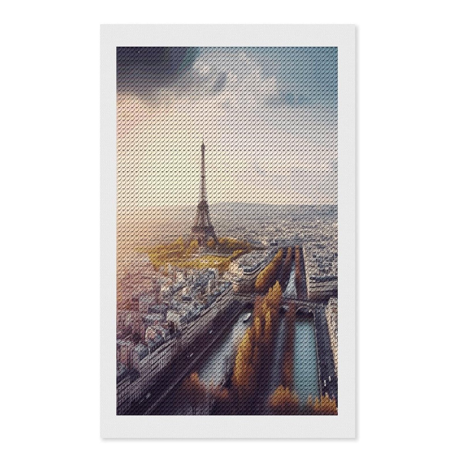 FekiLoot Aerial View of Paris Cityscape Paint by Numbers Kit for Adults Beginner DIY Diamond Dots Paintings Round Full Drill Diamond Art Kits Picture Diamond Art Painting Kits for Home Decor 12"x20"