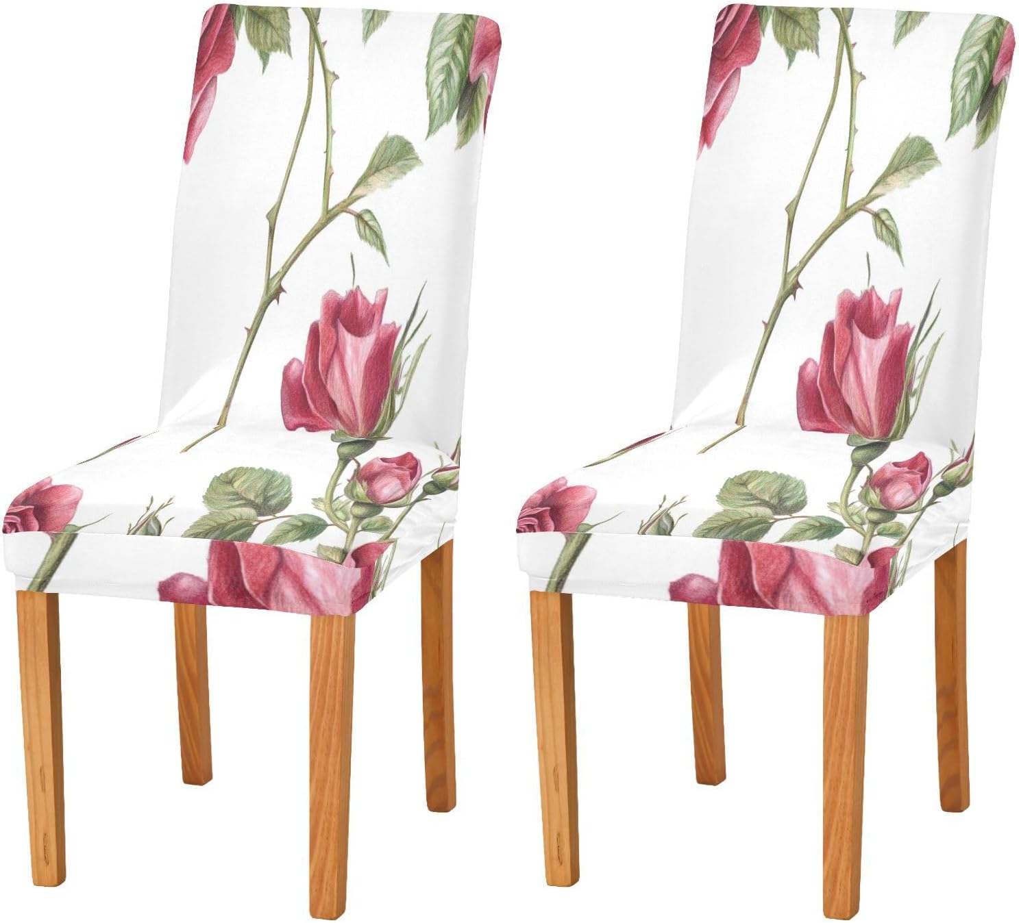 ALAZA Chair Covers for Dining Room, Rose Vintage Spring Floral -Tile Stretch Chair Cover Sets Chair Protector Removable Washable for Ktichen Restaurant Hotel
