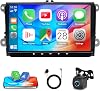 Radio estéreo para auto Android de 9 pulgadas con Carplay para VW GTI/Golf R 2010-2013, pantalla táctil de actualización, navegación GPS, doble din, con Carplay inalámbrico, Android Auto, Bluetooth, WiFi, FM, SWC, DSP, cámara de reversa 1