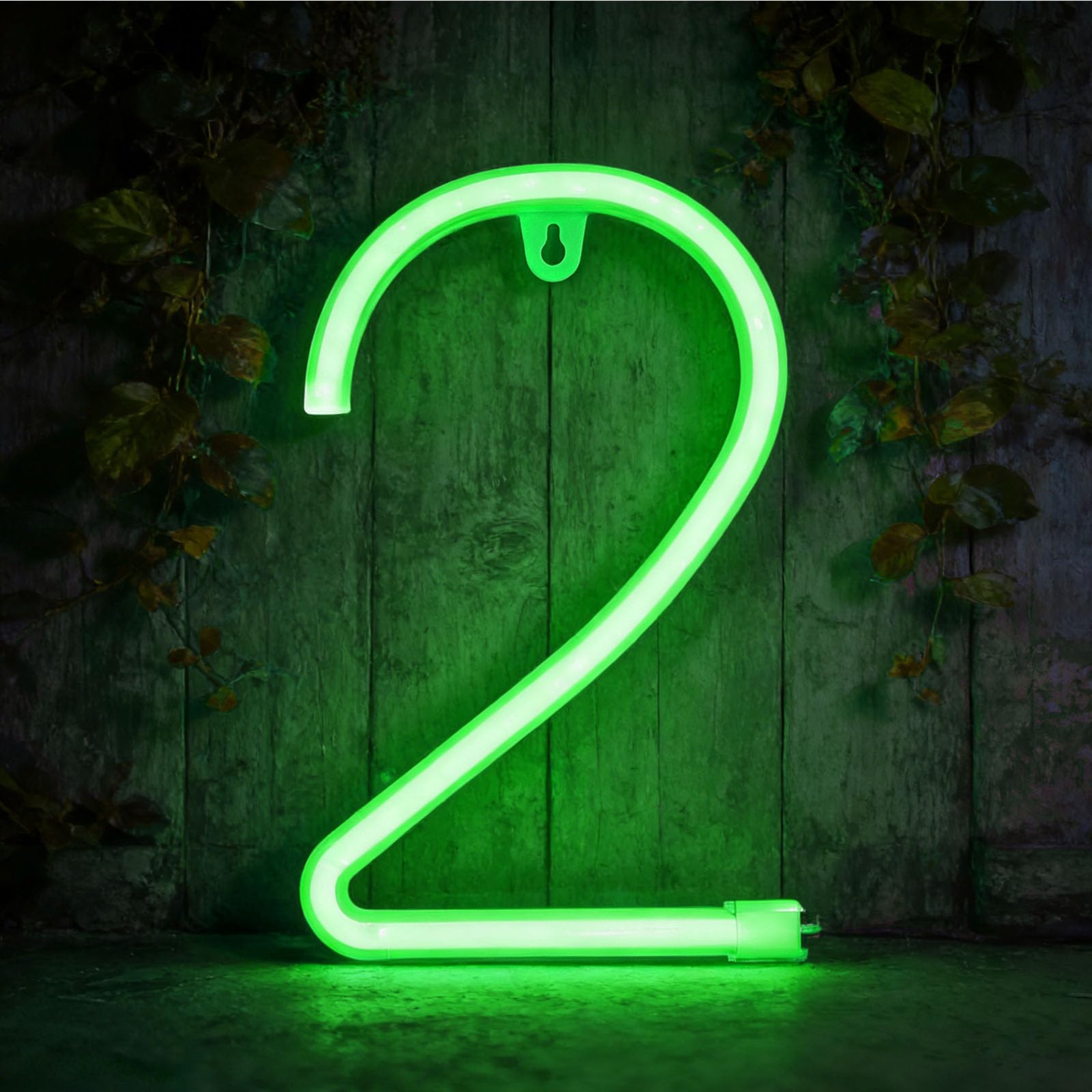 LED Letter Neon Lights Light Up Green Neon Letters LED Alphabet Neon Letter Sign Lights Battery/USB Powered Neon Signs Words Night Lights for Wall Home Christmas Birthday Party Wedding ( number 2 ) — image 1