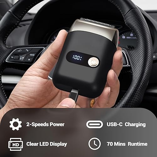 Miniatura 5 de Afeitadoras eléctricas para hombres, maquinilla de afeitar eléctrica, afeitadora portátil compacta de viaje con hoja flotante, ajuste de 2