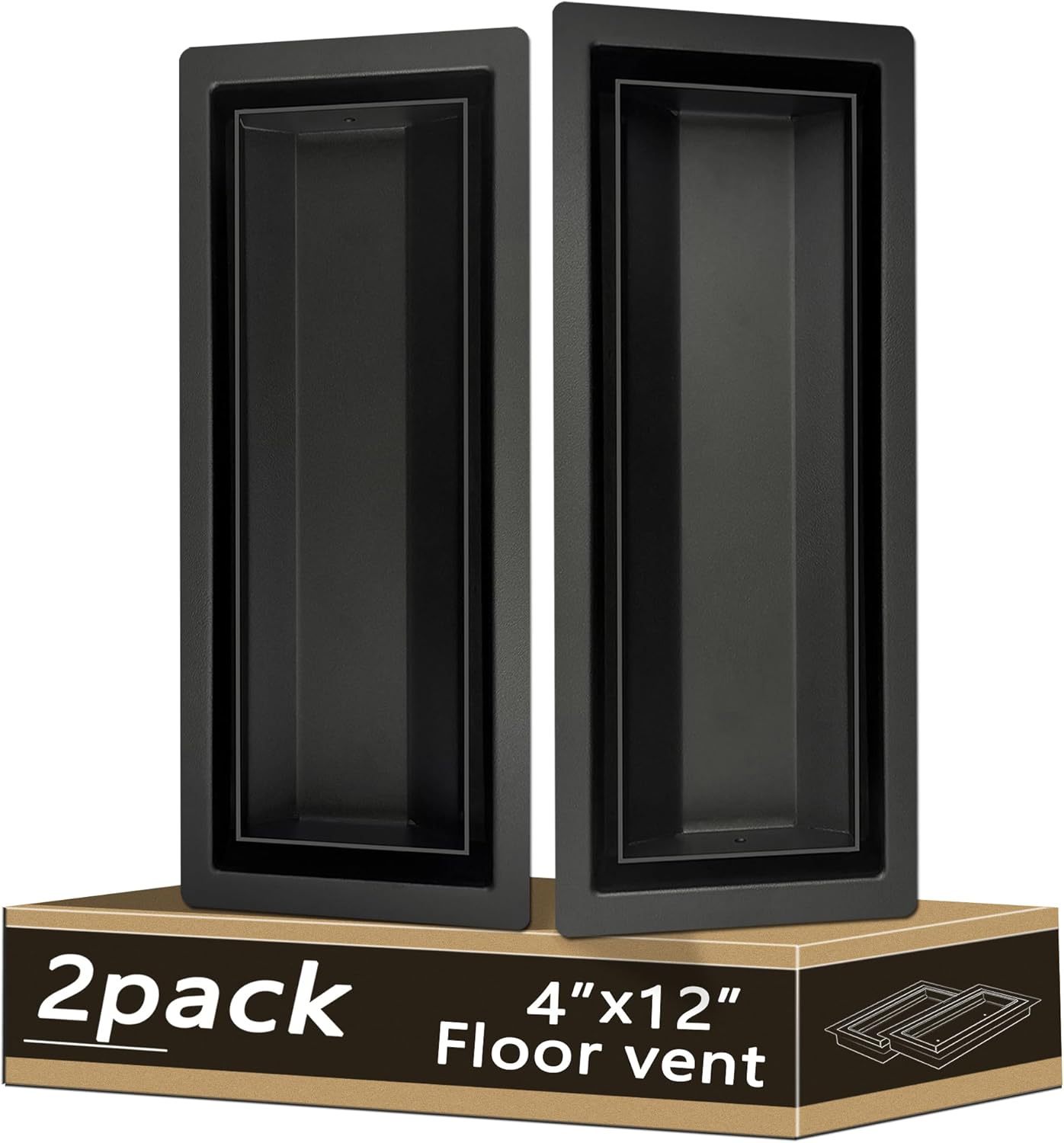 4x12 Floor Register, Heavy Duty Steel Flush Mount Air Vent with 50% Higher Airflow - Sleek Low-Profile Design for Tile & Wood Floors, Easy DIY Installation Floor Vent Covers for Flooring Insert