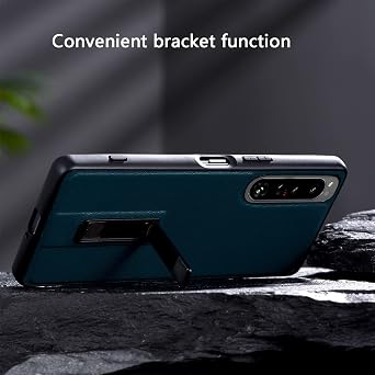 Leather Case for Sony Xperia 1 V/Xperia 10 V, Ultra Slim Cover with Camera Protection and Kickstand Shockproof Case,Black,Xperia 1 V