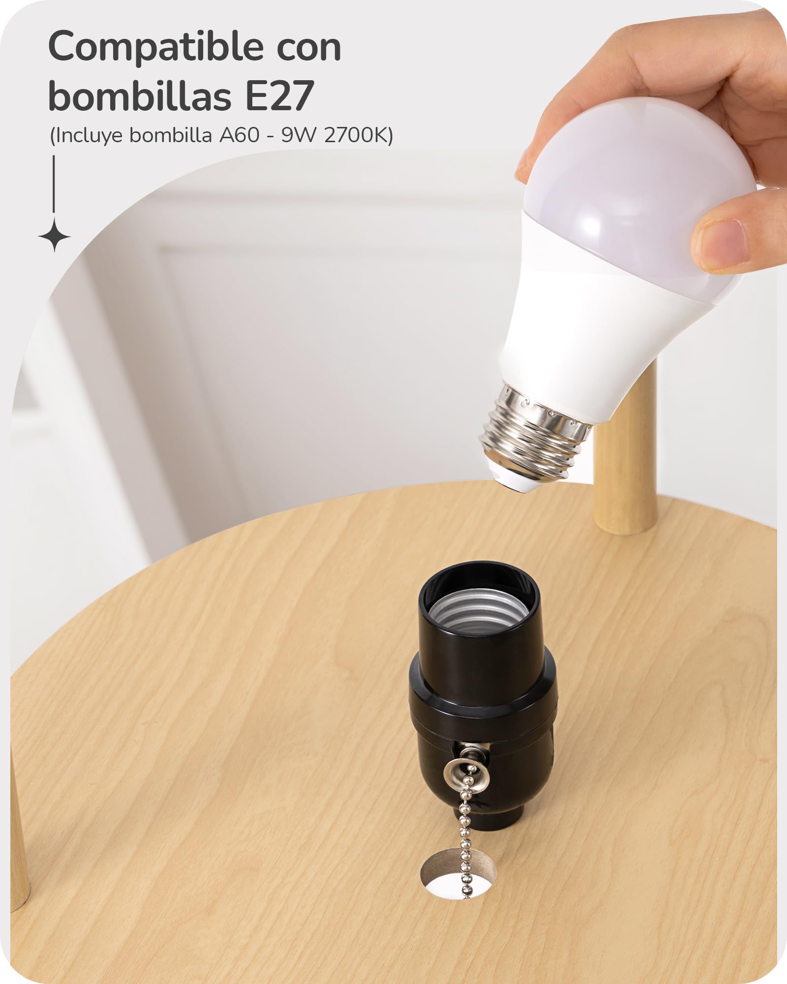 EDISHINE Lámpara de Pie Retro para Salón, Pantalla de Algodón-Lino y Estructura Metálica, Bombilla LED 2700K Incluida, Lámpara E27 para Habitación Infantil, Dormitorio y Rincón de Lectura, Blanco