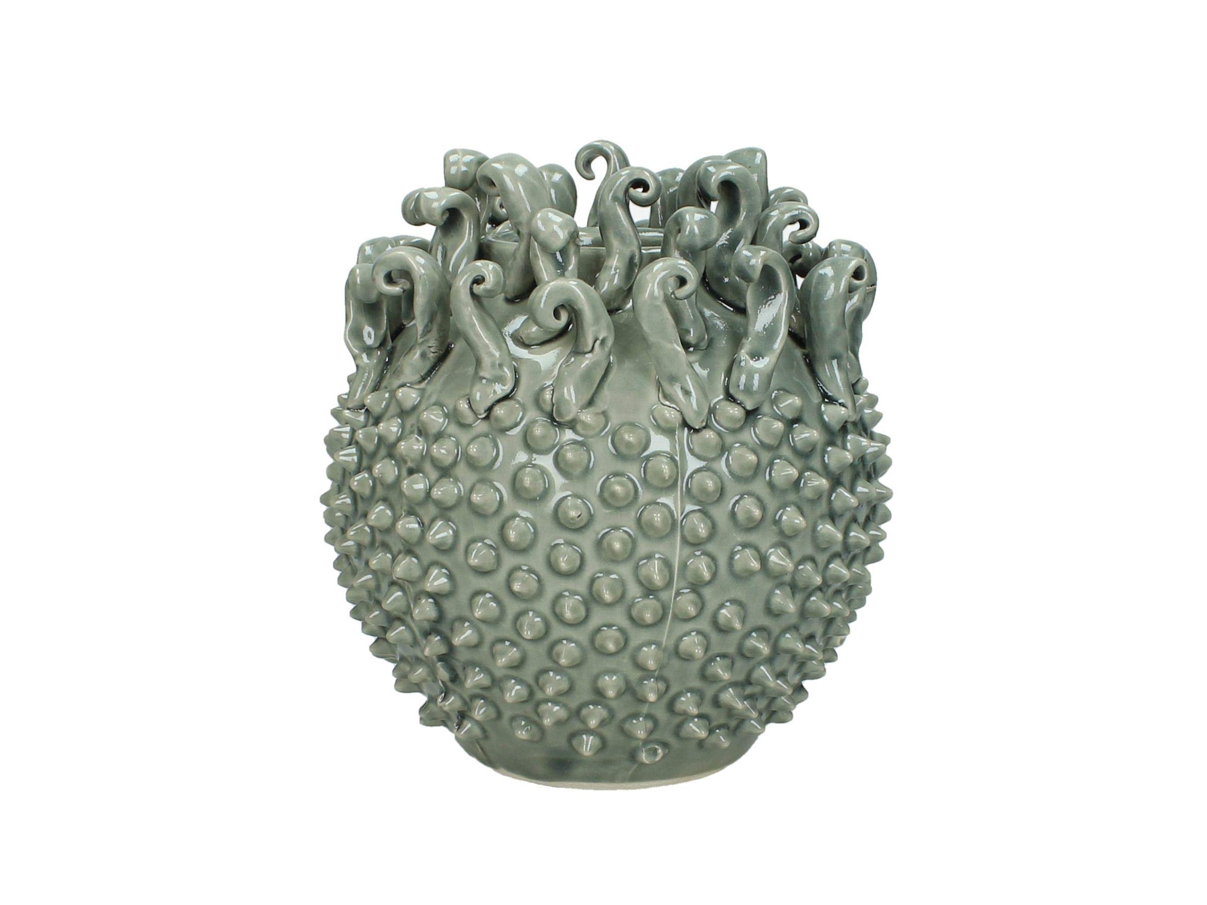 Hochwertiger Blumentopf Übertopf Pflanzentopf Pflanzgefäß Keramik Grau 18,5x18,5x20cm