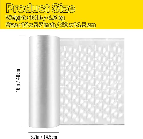 Miniatura 7 de Rollo de burbujas para cojín de aire, bolsas de almohada inflables, tamaño de la película 16 x 13 pulgadas, longitud de 985 pies, embalaje de envío
