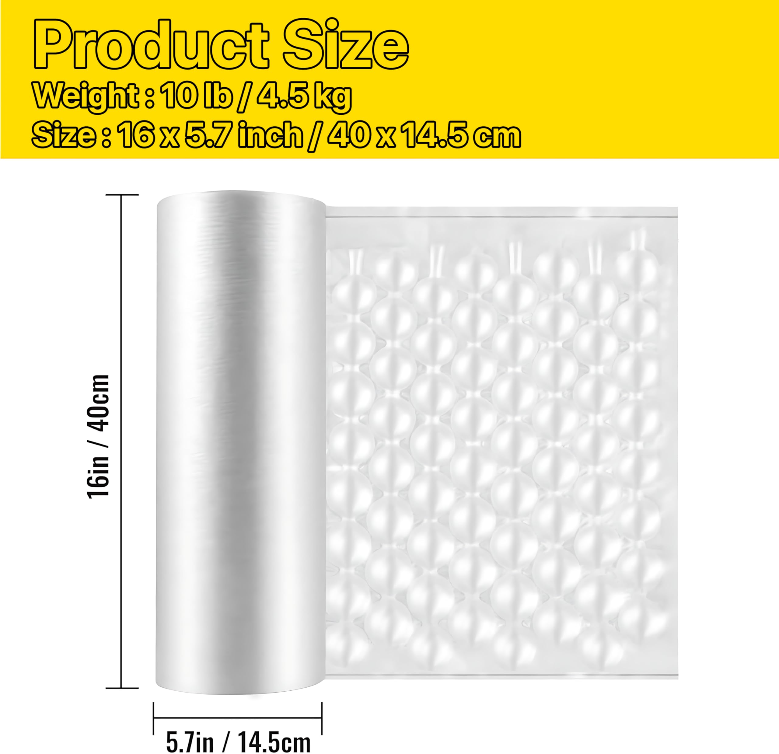 Luftpolsterfolie, aufblasbar, 40,6 x 33 cm, 300 m, Luftpolsterfolie, Verpackung, Versand, Umzug (40,6 x 33 cm, 300 m)