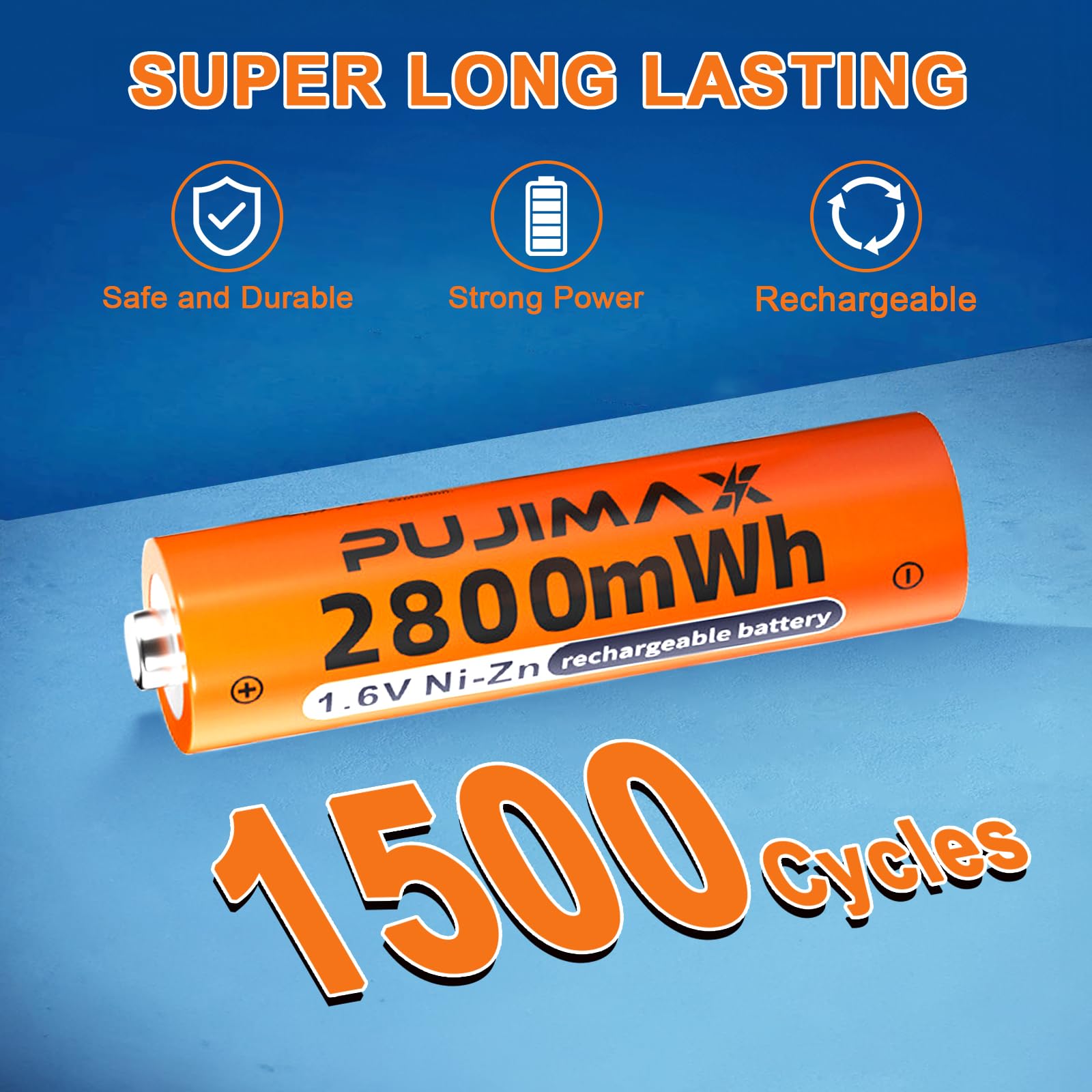 8-pak baterii NI-Zn AA 1.6V 2800mAh do aparatów cyfrowych, zabawek, pilotów zdalnego sterowania, latarki, gamepada, mikrofonu, golarki z inteligentnym ładowaczem
