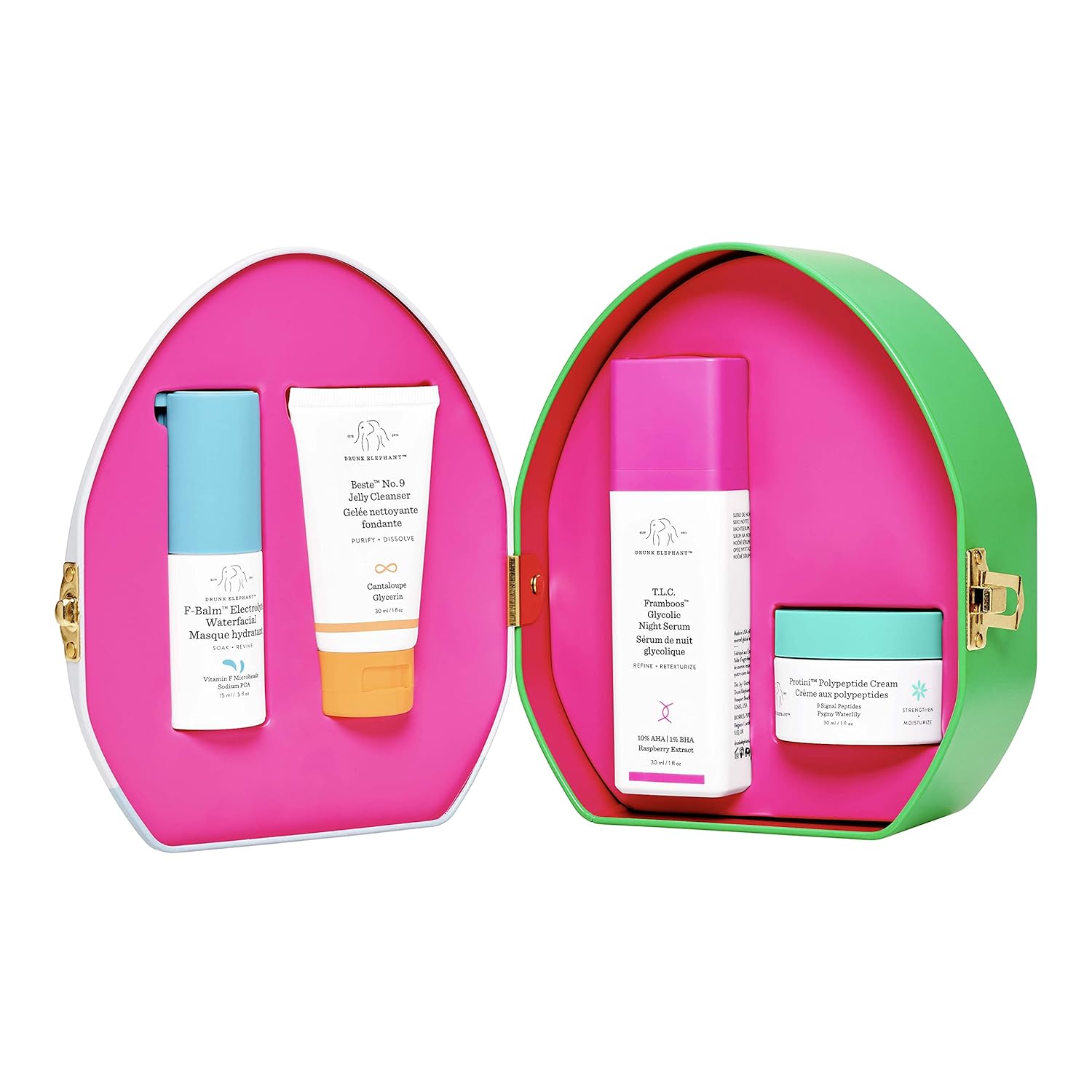 Drunk Elephant P.M. Routine Saving Face Skin Kit – Night Skin Care Set. T.L.C. Framboos Serum 30ml, Beste Cleanser 30ml, Protini Cream 30ml, F-Balm Mask 15ml. Restoring and Refining Skin Care : Beauty & Personal Care