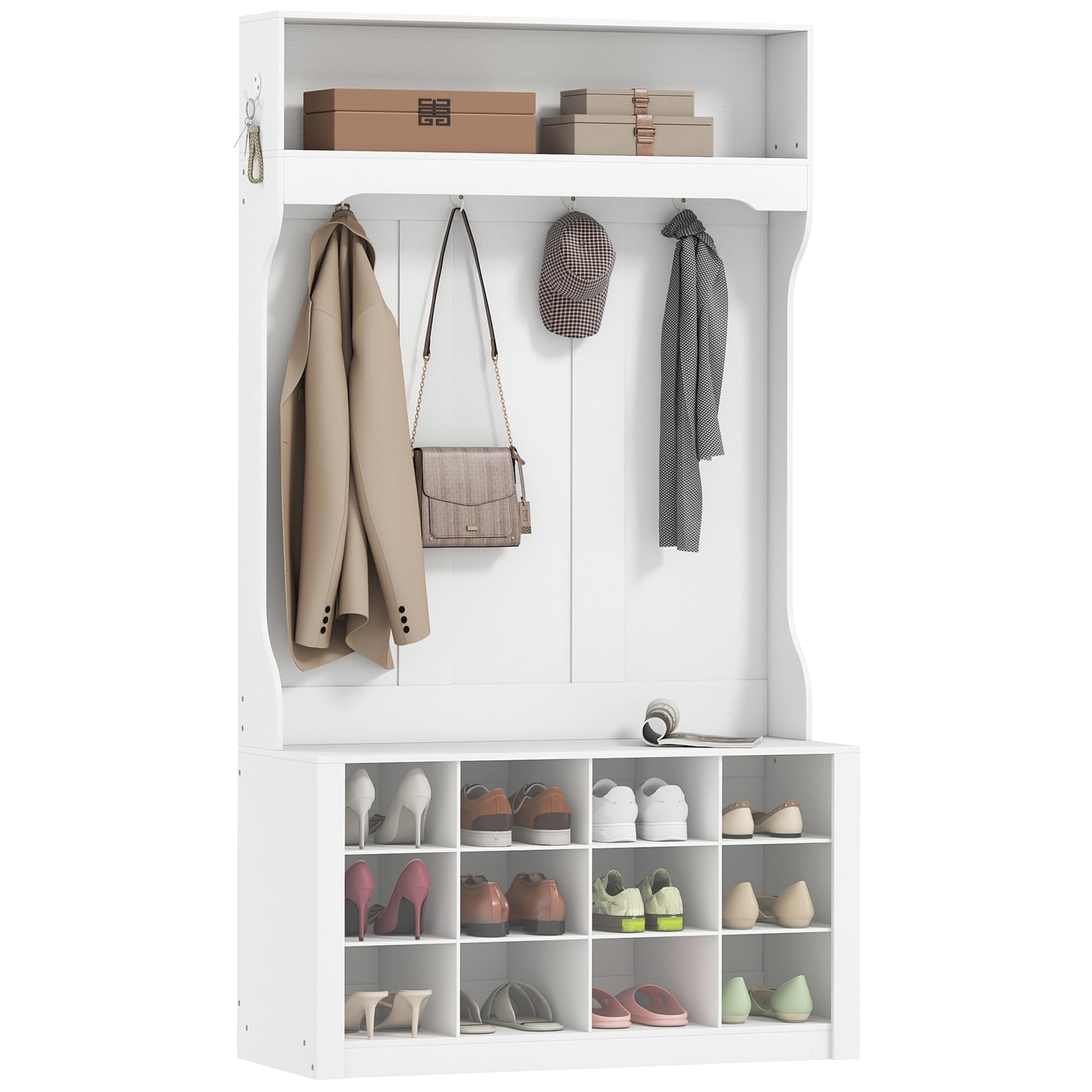 HOMCOM Porte-Manteau 4-en-1 avec Banc