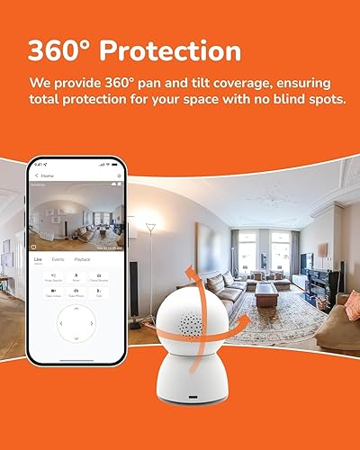 Miniatura 3 de Sensforge Cámara de seguridad domo panorámica blanca de 2.5K para interiores (paquete de 2), detección de IA humanos y mascotas, cobertura de 360,