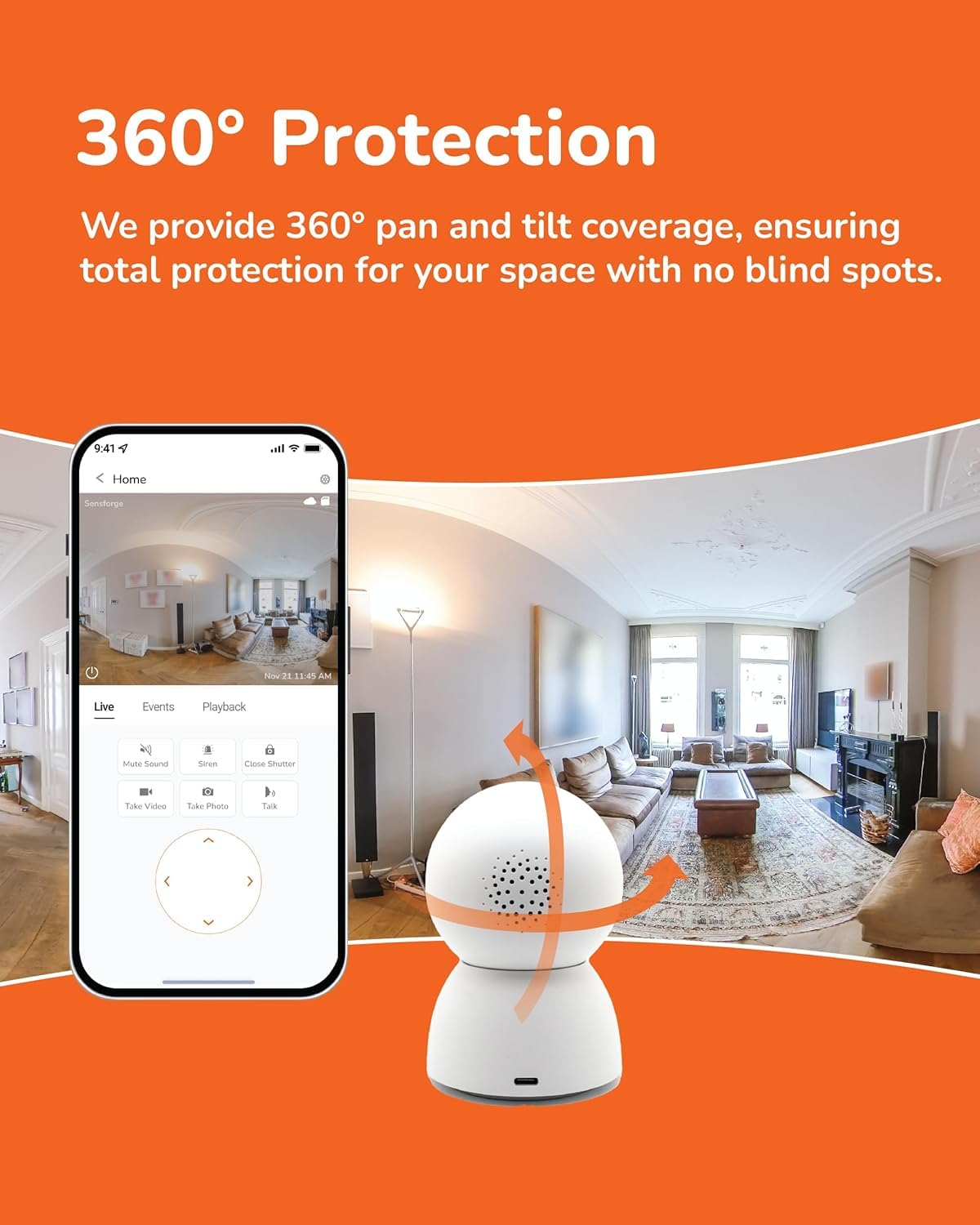 Sensforge 2 Stück Indoor Pan-Tilt Sicherheitskamera mit SD-Karte für Haustier/Kinder/Zuhause, 24/7 Aufnahme, 5G/2,4G Wi-Fi, 2,5K Video und Bild – Kostenlose menschliche Bewegungserkennung, keine