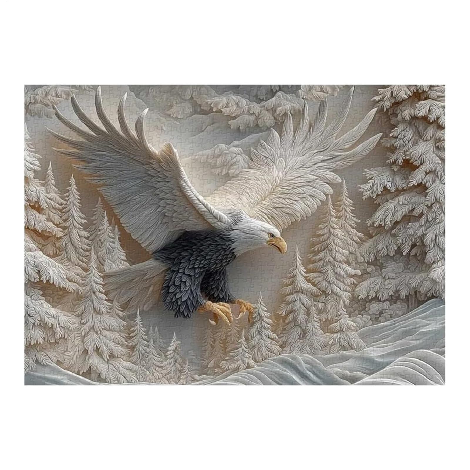 1000 Pieces 3d Jigsaw Puzzles For Adults, Carved Eagle Jigsaw Puzzle, Impossible Bald Eagles Puzzle Challenging With 3D Wall Effect, Game Activities For Family, Children, Party