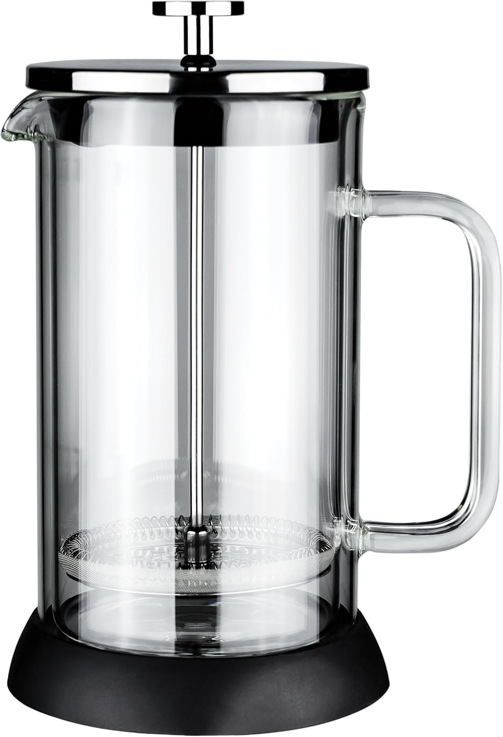 Café Olé Doppio Double Walled Glass Cafetiere, French Press, Silicone Non-Slip Base, 6 Espresso Cup/ 800ml, Black