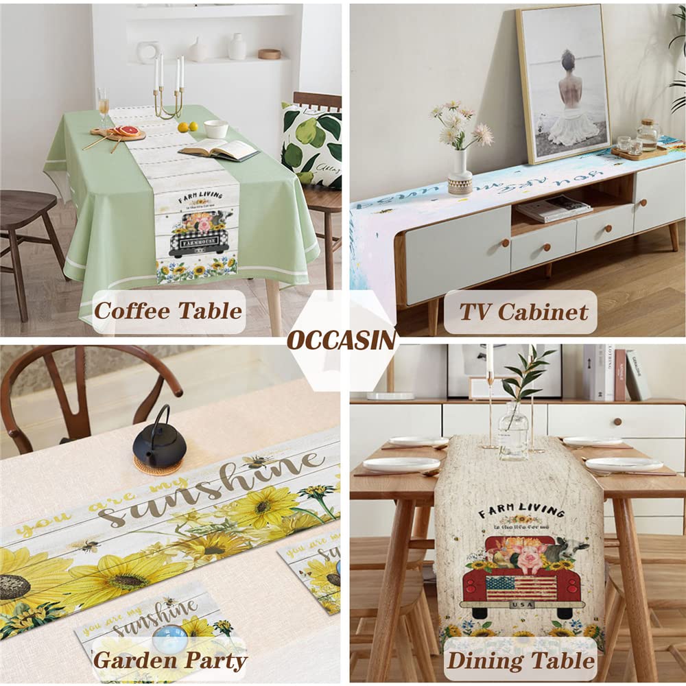 Highdi Runner da Tavola Moderno Antimacchia Runner Tavola con Nappa Lavabile Antiscivolo Decorazione Tavolo per Soggiorno, Cucina, Matrimoni, Sala da Pranzo, Feste (33x200cm,Triangolo Blu