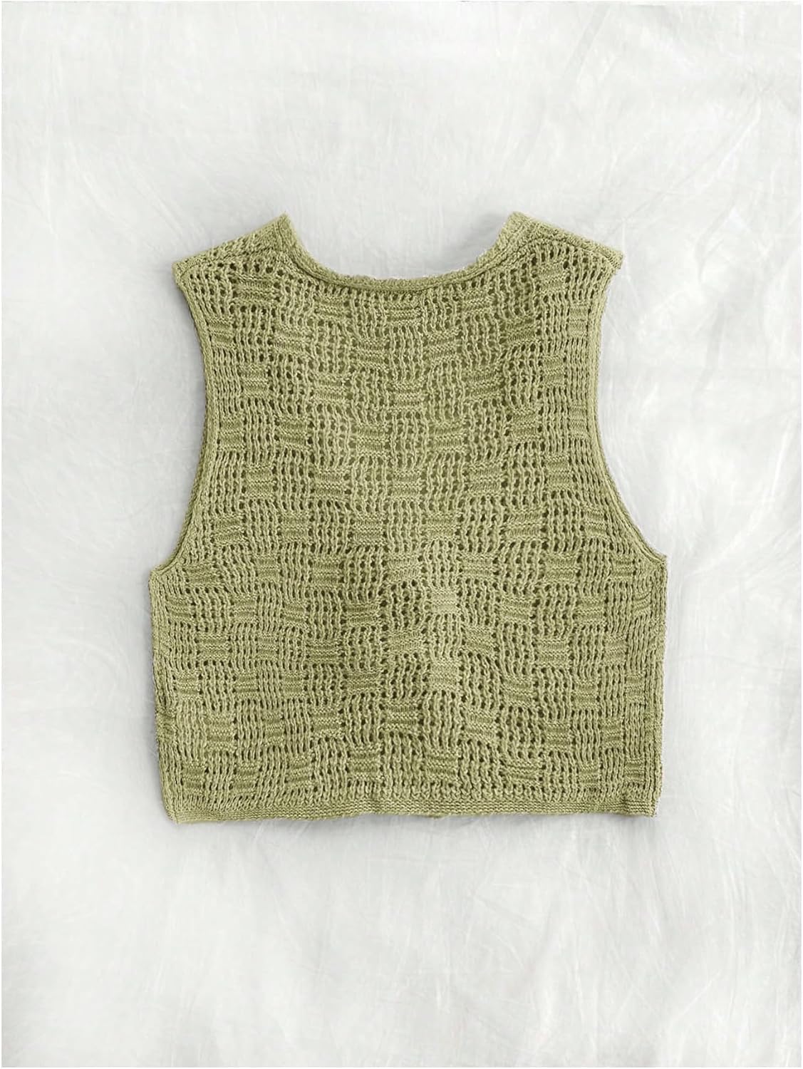 Milumia Women's Tie Front Crochet Top Vest V Neck Hollow Out Knitted Going Out Crop Tank Tops - Image 3