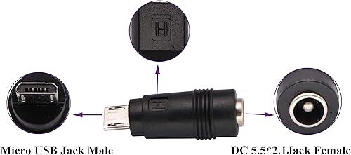 Miniatura 4 de AAOTOKK Adaptador de corriente Micro DC DC5.0.197x0.083in a Micro USB 5V DC Fuente de alimentación Conector de cables de carga para teléfono