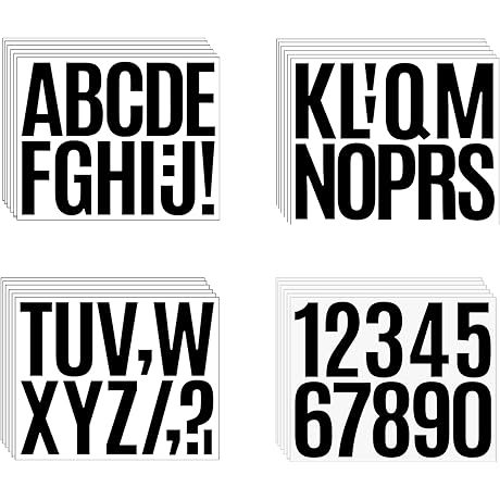 Large 3" Black Number and Letter Stickers, Quality Vinyl Window and Wall Letters