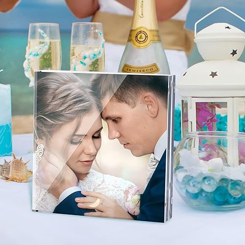 Miniatura 3 de Paquete de 5 marcos de fotos acrílicos de escritorio sin marco, marco de fotos de doble cara, marco acrílico transparente transparente marco