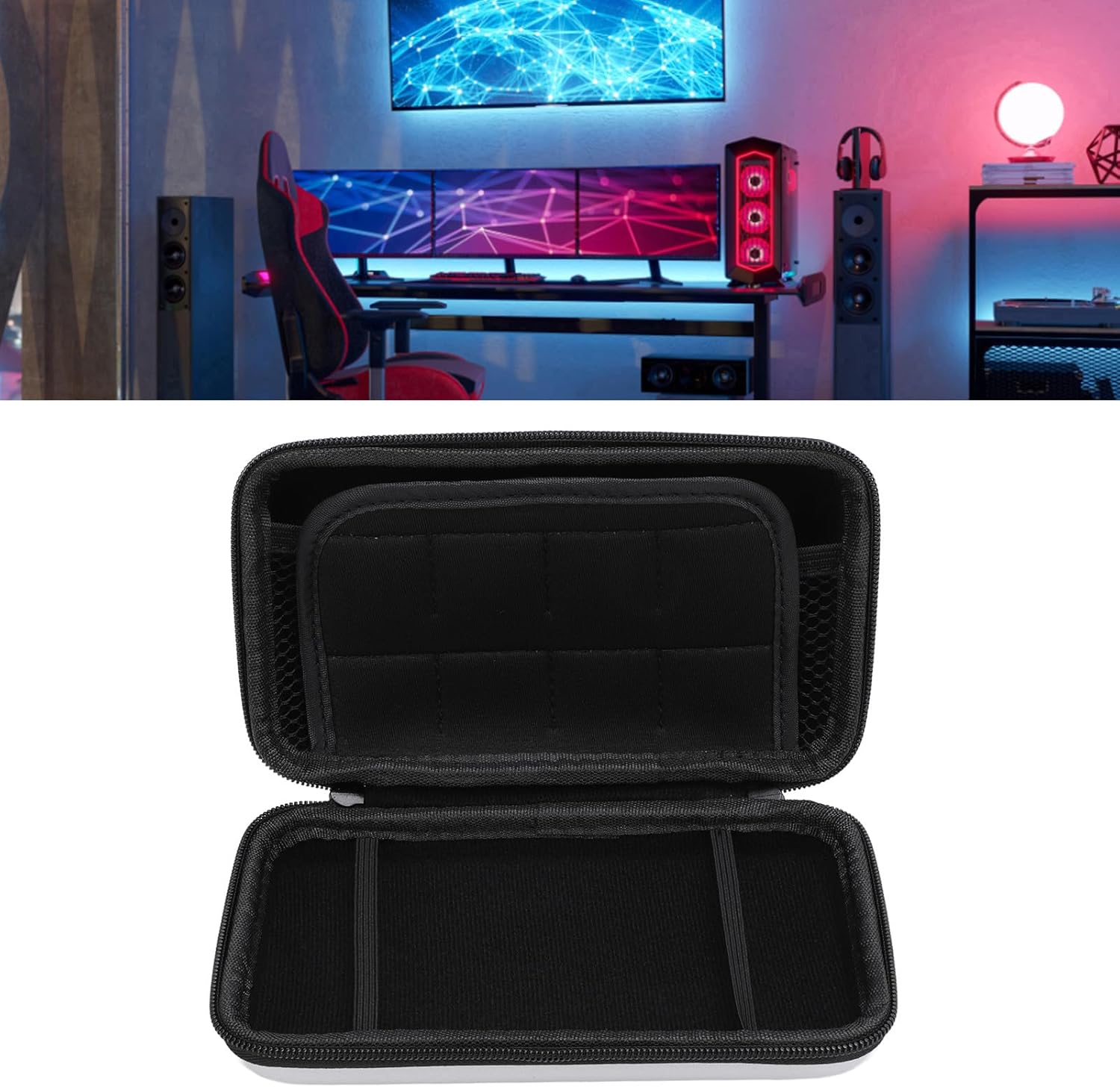 Carrying Case Compatible with for New 2DS XL 2DS LL for New 3DS 3DS, Water Hard Shell Travel Bag with 8 Game Slot, Portable Console Protective Pouch (Silver) - Image 5