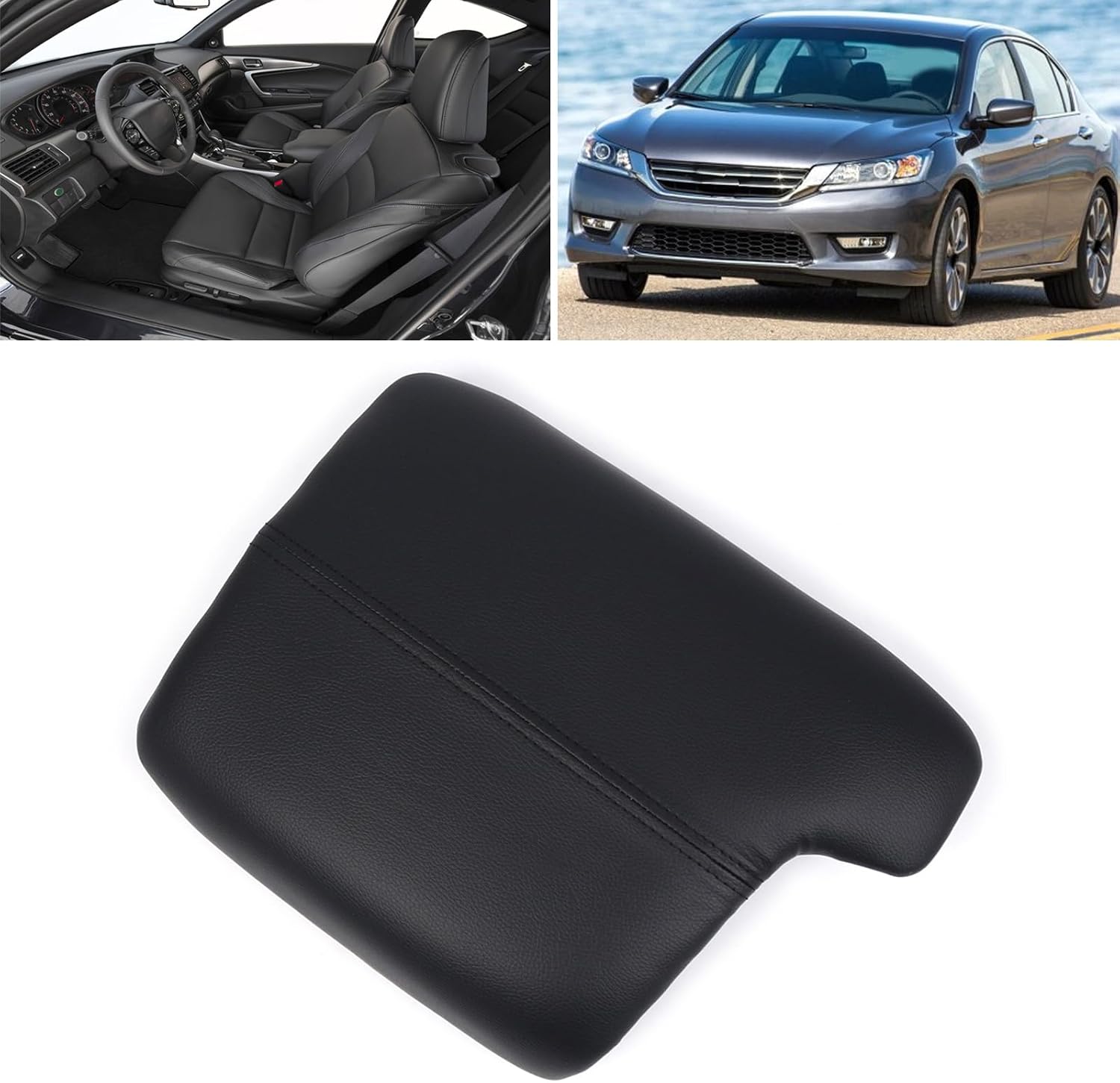 Center Console Lid Armrest Cover for 2013-2017 Accord Replaces 83400-T2F-A0-24 Black Leather Center Console Lid Replacement