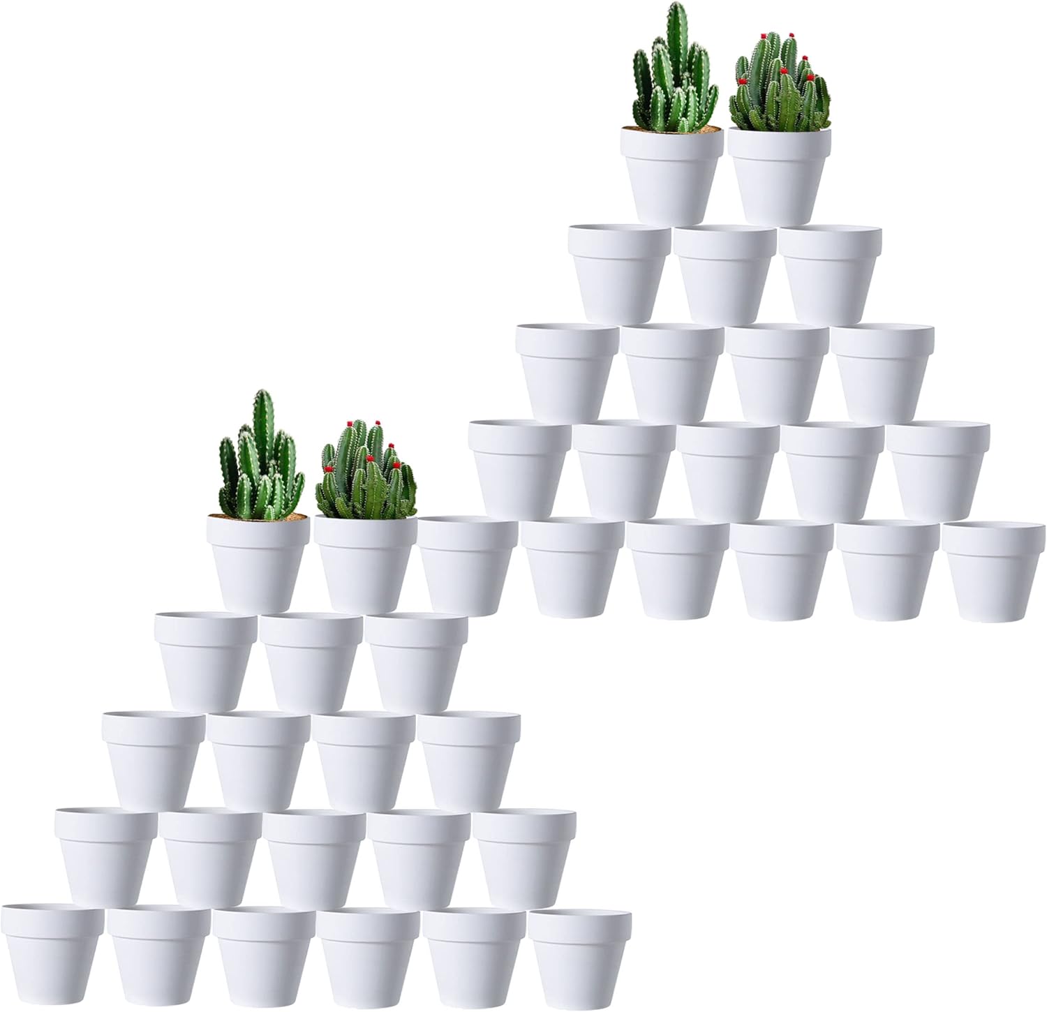 XXYXXY 40 Pieces 2.95 inch Mini with Drain Holes Juicy Flowerpots Home Office, Windowsill, Wedding Decoration Flowerpots（White）