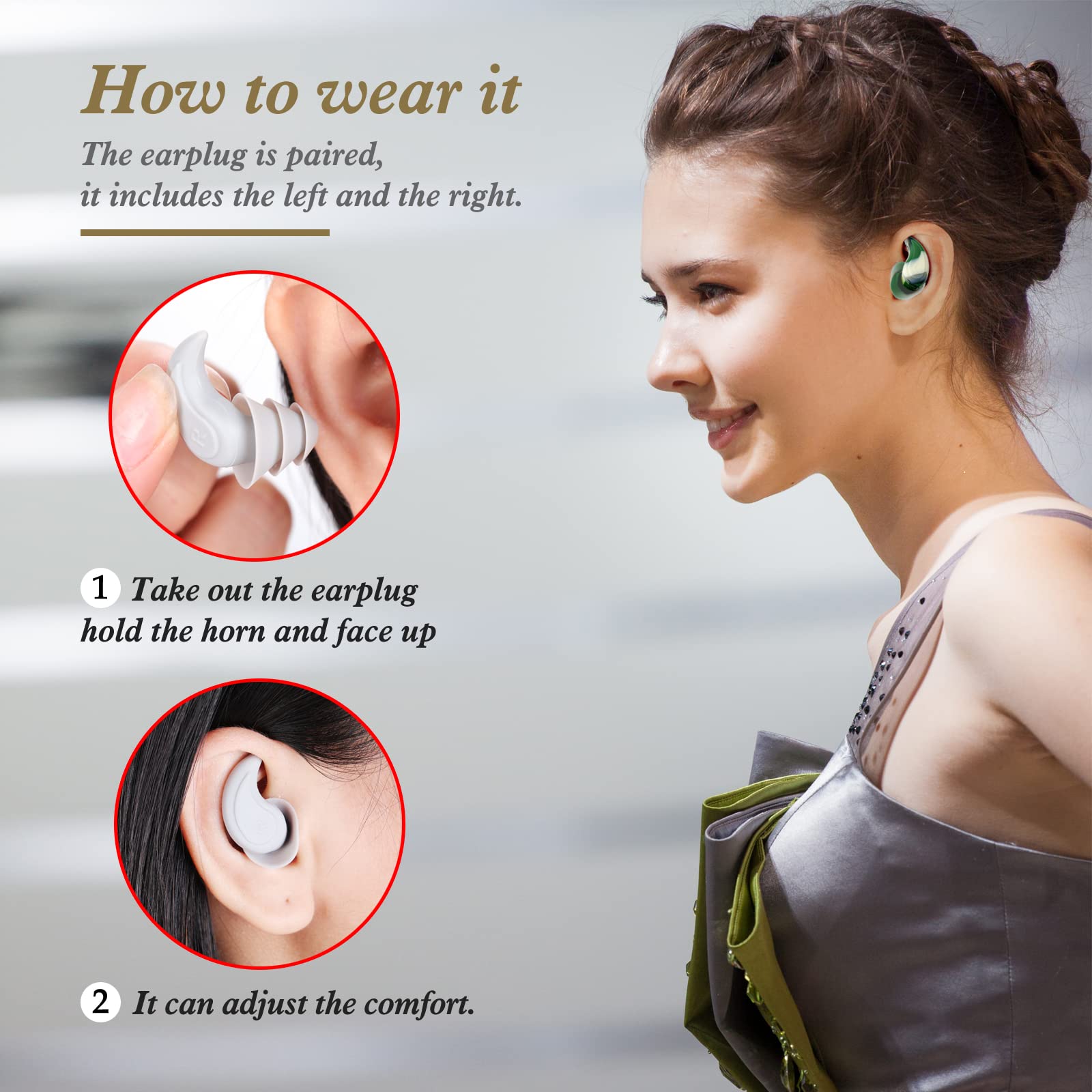 2 Pares De Tapones Para Los Oídos Para Dormir, Tapones Reutilizables Con Cancelación De Ruido, Tapones Para Los Oídos De Silicona Suave Para Dormir, Ronquidos, Natación, Concierto, Motocicleta