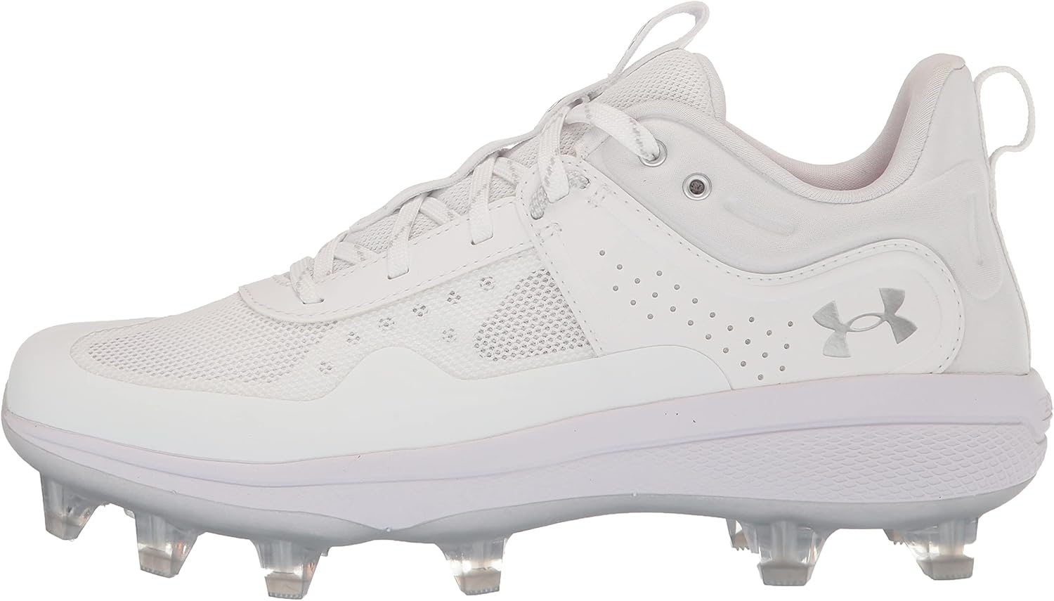  | Under Armour Women's Glyde MT TPU Softball Shoe, White (101)/White, 8 | Softball & Baseball