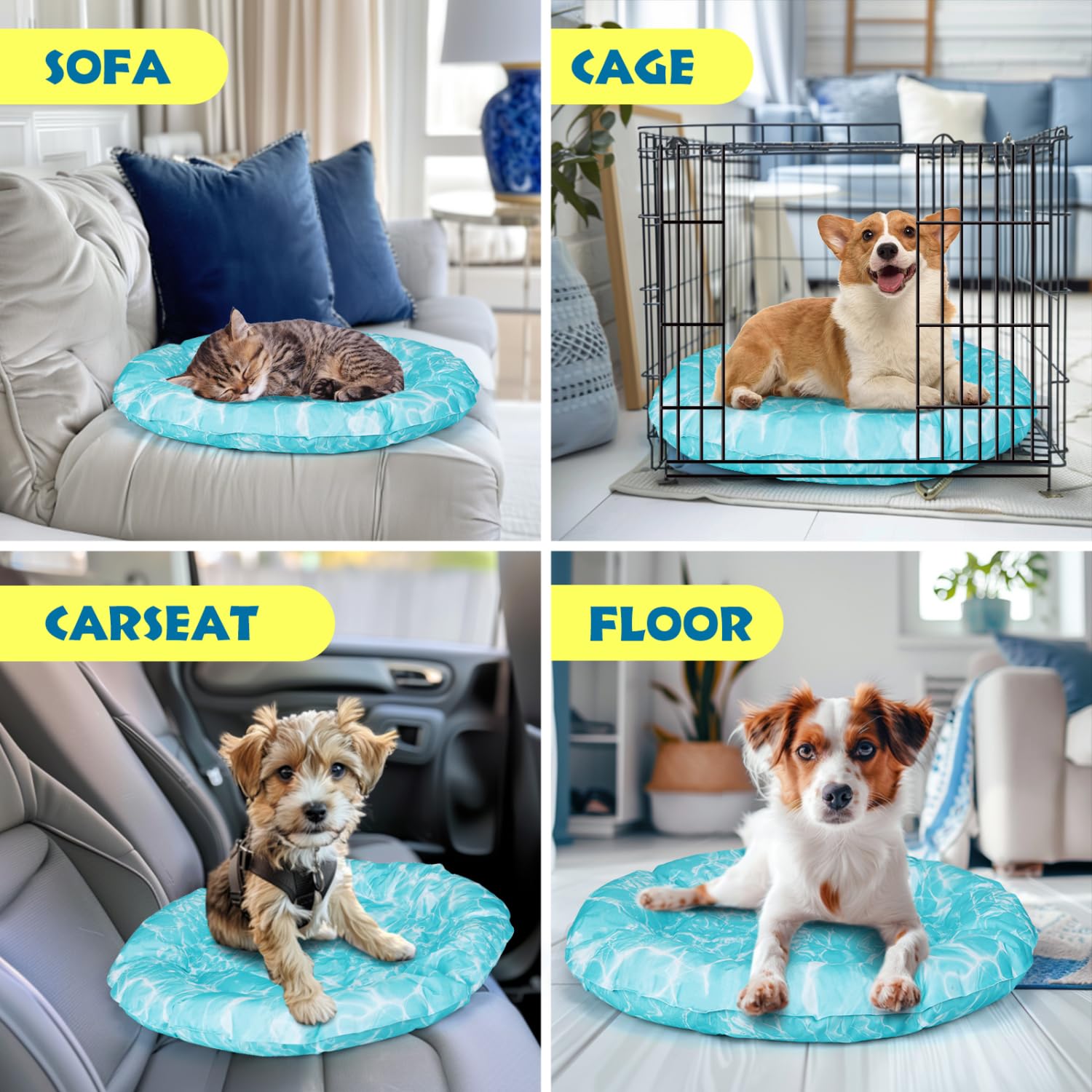 Nobleza Alfombra Refrescante para Perros, Cama Perro Fria, Manta Refrescante para Mascotas Pequeños y Medianos, Gatos en Verano, Auto Refrigerante, No tóxico, Orbicular, M, 72CM