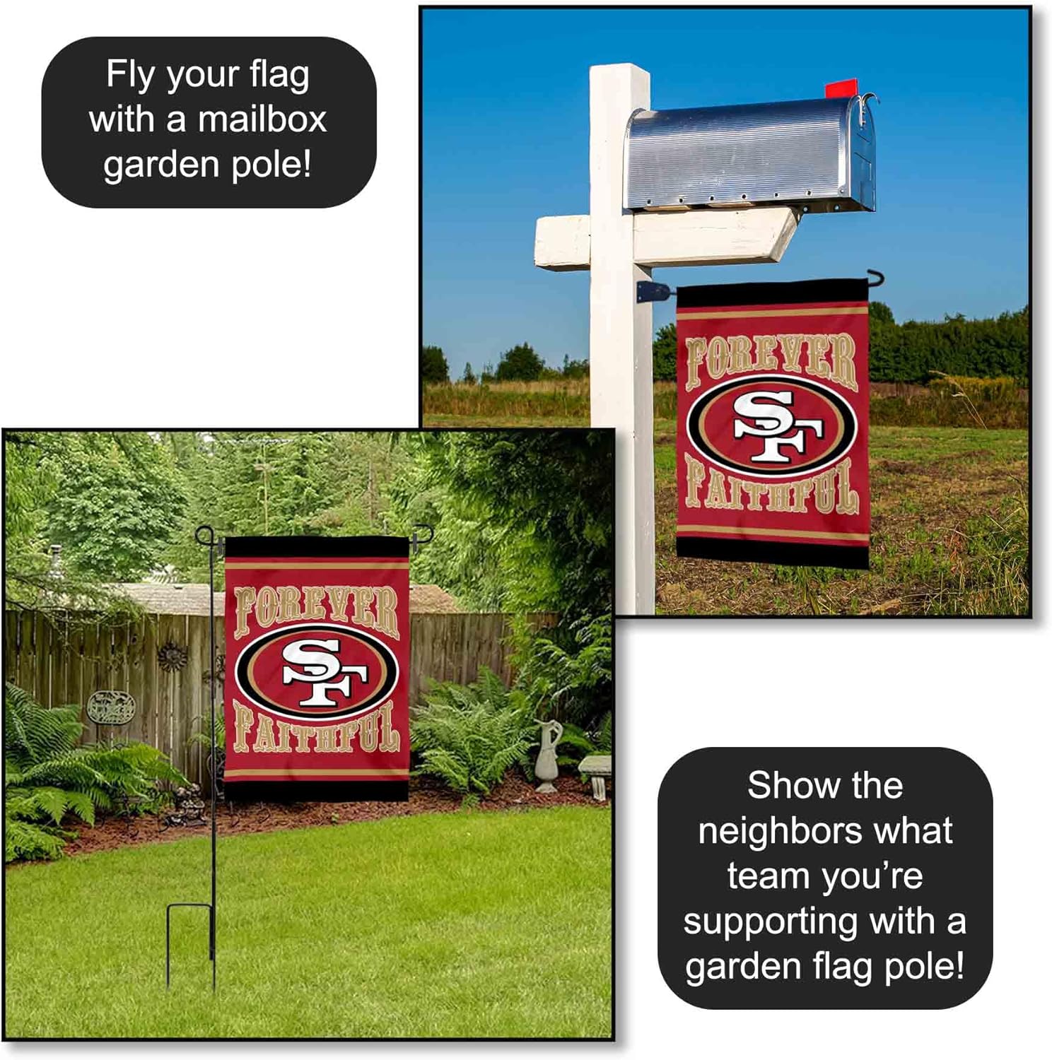 San Francisco 49ers Forever Faithful Yard Garden Banner Flag - Image 4