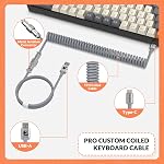 ZIYOU LANG RK-T8 Fils 65% Mécanique RGB Jeu de clavier-Dark Gray/White. Rainbow Backlit, Anti-hébergement,TKL,Mini 68 Clé,Câble enroulé sur mesure C à A,Switch bleu tactile pour PS4 PS5 Xbox PC Jeu Mac