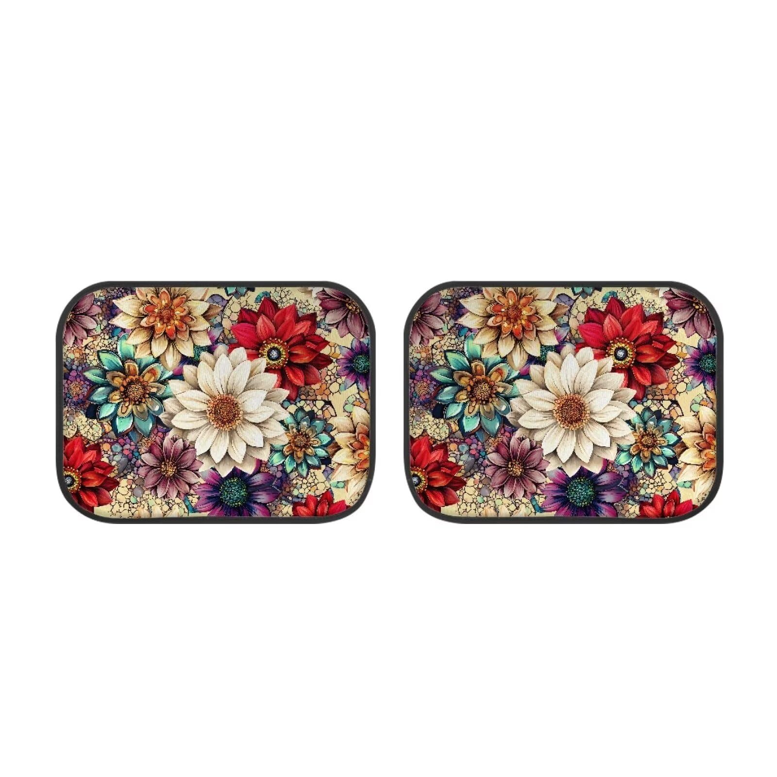 Cozeyat Boho Floral Car Floor Mats 2 Pack Car Floor Mats Heavy Duty All Weather Floor Mats Non