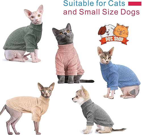 Miniatura 2 de Idepet Sphynx Suéter de gatos sin pelo, ropa suave para cachorros, lindo pijama de gato, ropa de algodón para mascotas, cuello alto de invierno para