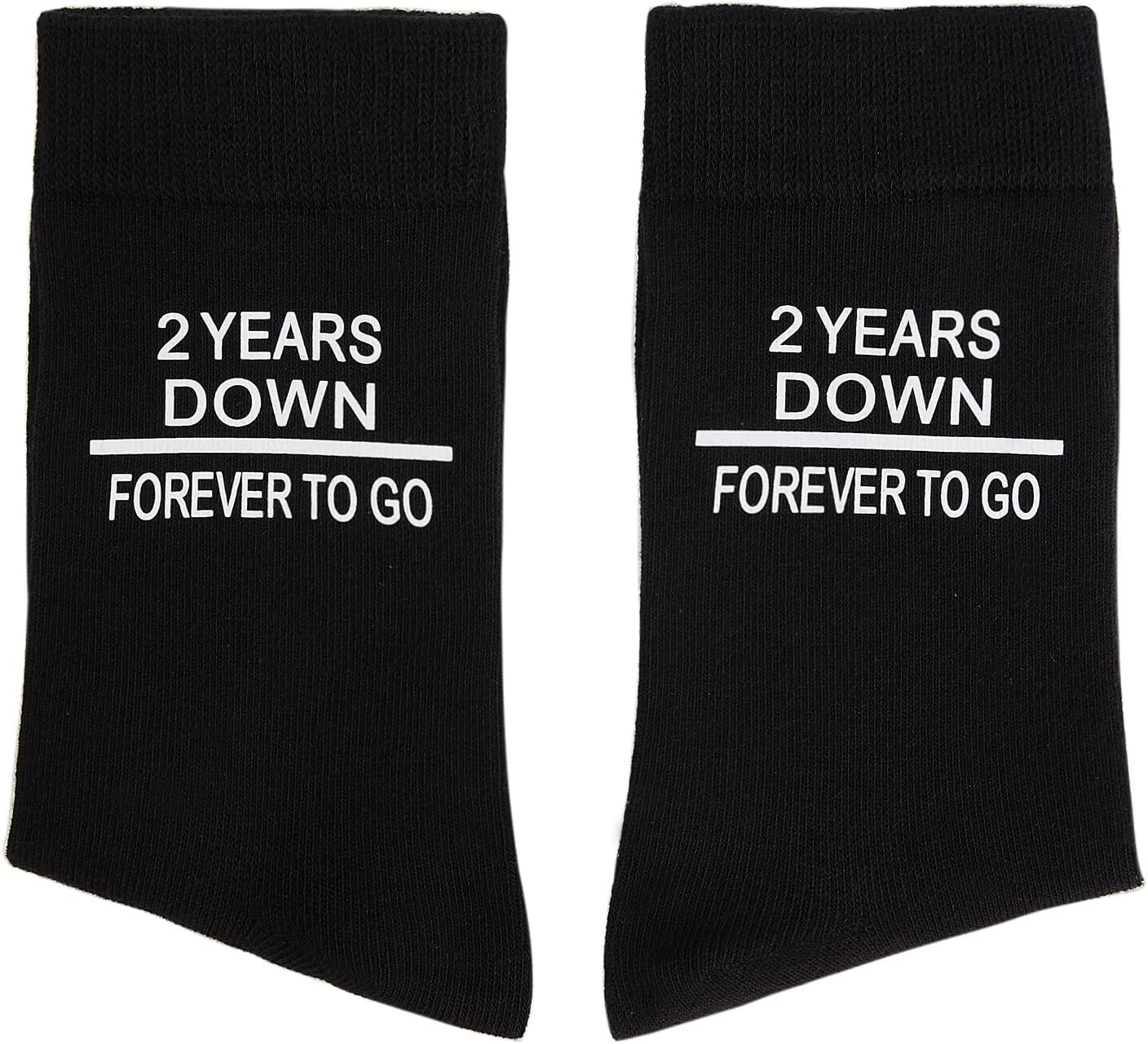Poshzone 2nd Wedding Anniversary Socks - 2 Years Down, Forever to Go - Cotton Anniversary
