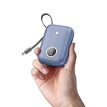 Power Bank 10000mAh 22.5W, Mini Caricatore Portatile con Ricarica Rapida, Batteria Portatile con Display LED e Cavo USB-C Integrato, Powerbank USB-C Compatibile con iPhone 15, 16, 17 Android Blu