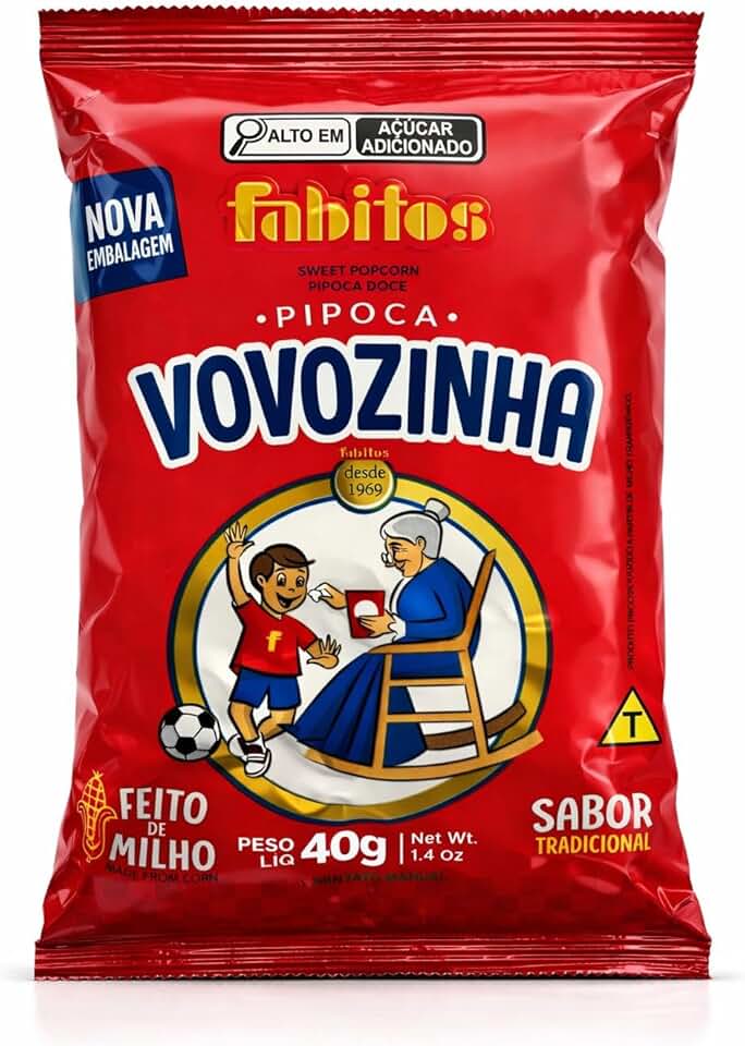 Vovozinha Pipoca Doce Tradicional 40g kit com 10 unidades