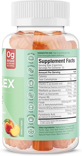 Miniatura 2 de SUKU - Gomitas de complejo de vitamina B con vitamina C Suplemento de gomitas de complejo vegano de 8 vitaminas B sin azúcar aumenta el desarrollo