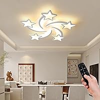 Vista 14 de JAYMP Lámpara de techo en forma de flor de 39.4 pulgadas, regulable, moderna, con control remoto, lámpara de iluminación LED para sala de estar, 5