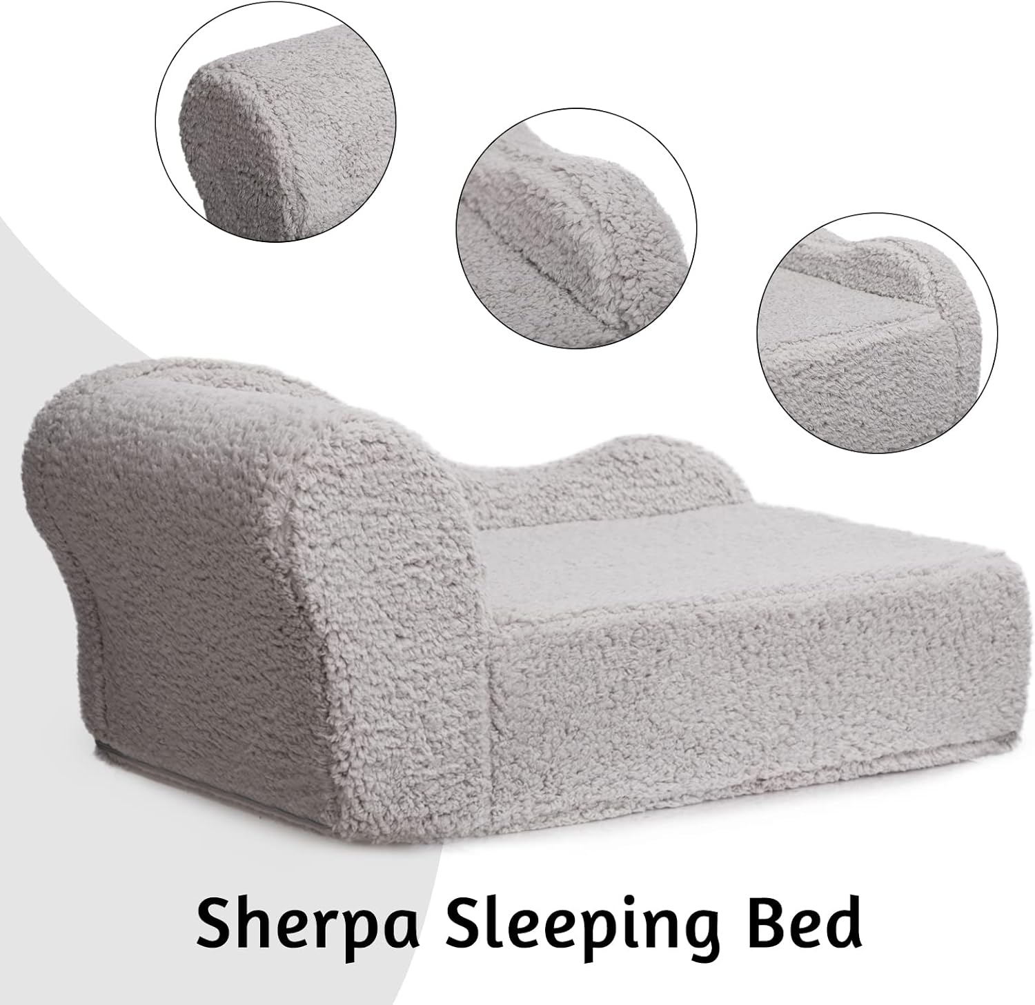 review PAPITLULU Pet Sofa Bed, Dog Open Couch, Cat Sleeping Bed, Sherpa Fleece Chair for Lounger, Ultra-Soft Snuggle Foam for Indoor Kitten and Small Medium Dog, Large