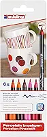 edding Conjunto de canetas pincel de porcelana 4200, 6 cores, quente, sortido, ED4200-6999