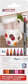 edding Conjunto de canetas pincel de porcelana 4200, 6 cores, quente, sortido, ED4200-6999