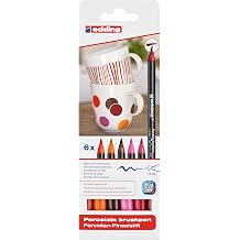 edding 4200 Porcelain Brush Pen Set, 6-Colors, Warm