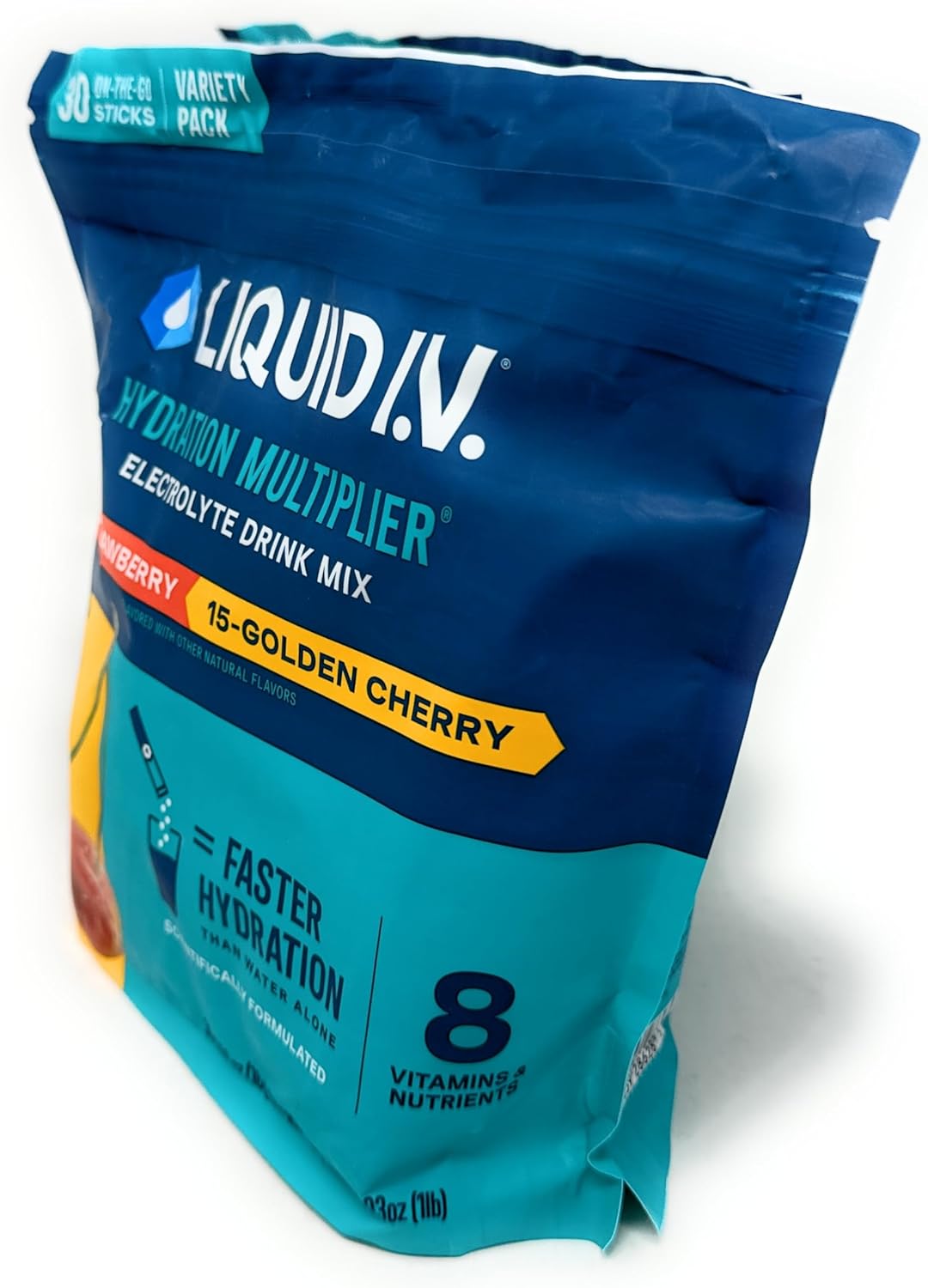 Liquid I.V. Hydration Multiplier, 30 Individual Serving Stick Packs in Resealable Pouch Flavor : Golden Cherry & Strawberry (2), 2.7 pounds