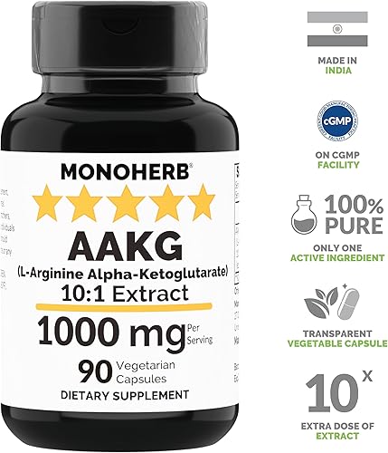 Miniatura 3 de MONOHERB AAKG - L-Arginina Alfa-Ketoglutarato - 1000 mg - 90 Cápsulas Vegetarianas